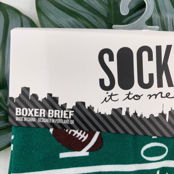 Sock It To Me Green White Brown Football Sports Cotten Blend Novelty Boxer Brief - Picture 5 of 7